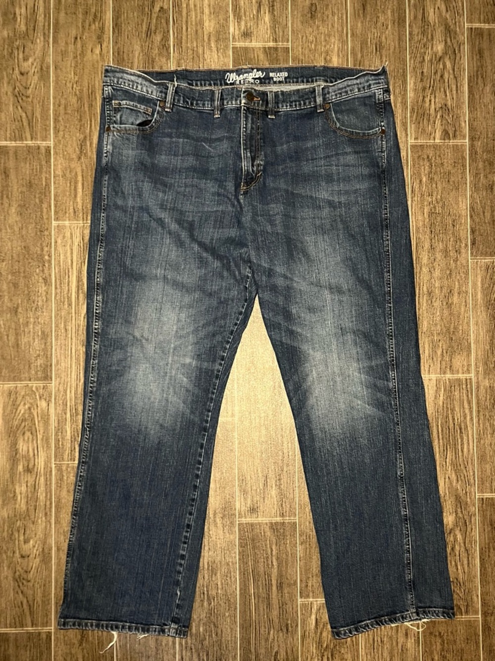 Wrangler Retro Relaxed Boot Jeans Mens 48x36 Distressed Stretch